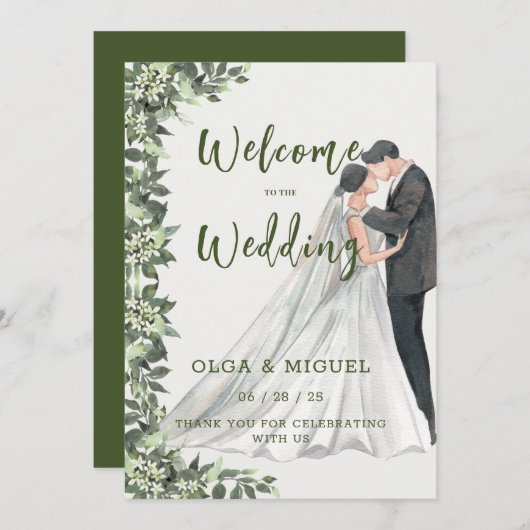 Greenery Enchanting Wedding Invitation Kaart (Voorkant / Achterkant)