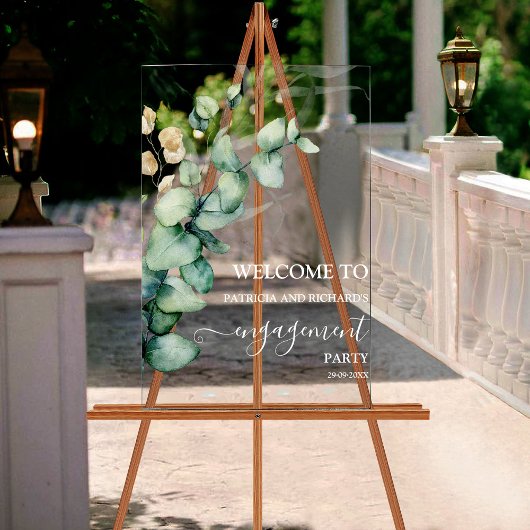 Greenery Engagement Party Welkom Acryl Bord
