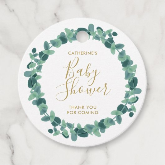 Greenery Eucalyptus Baby shower Bedankjes Labels (Voorkant)
