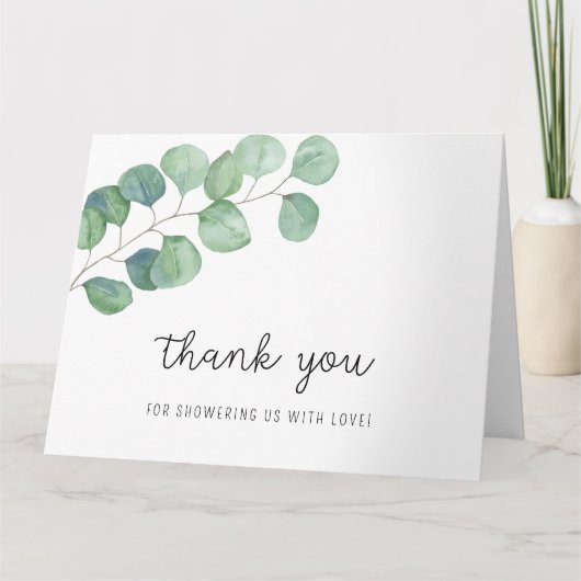 Greenery Eucalyptus - baby shower bedankt (Voorkant)