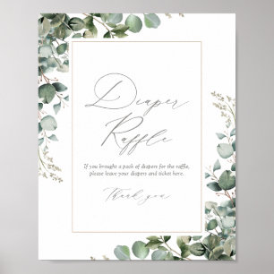 Greenery Eucalyptus Baby shower Diaper Raffle Poster