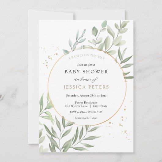 Greenery Eucalyptus Baby shower Kaart (Voorkant)