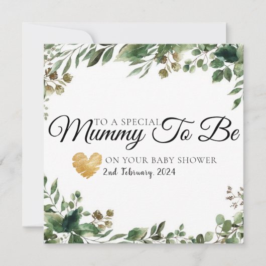 Greenery Eucalyptus Baby shower Mummy to be card Bedankkaart (Voorkant)