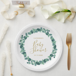 Greenery Eucalyptus Baby shower Papieren Bordje