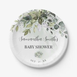 Greenery Eucalyptus Baby shower Round Papieren Bordje