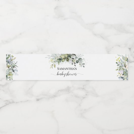 Greenery Eucalyptus Baby shower Waterfles Etiket (Enkel label)