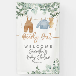 Greenery eucalyptus Bearly wait Baby shower Welcom Spandoek