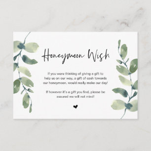 Greenery Eucalyptus, Black Font, Honeymoon Wish En Informatiekaartje