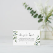Greenery Eucalyptus, Black Font, Honeymoon Wish Informatiekaartje (Staand voorkant)
