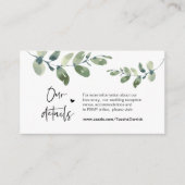 Greenery Eucalyptus, Black, Wedding Details Informatiekaartje (Voorkant)