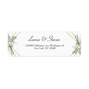 Greenery Eucalyptus Boho Glitter Return Address Etiket