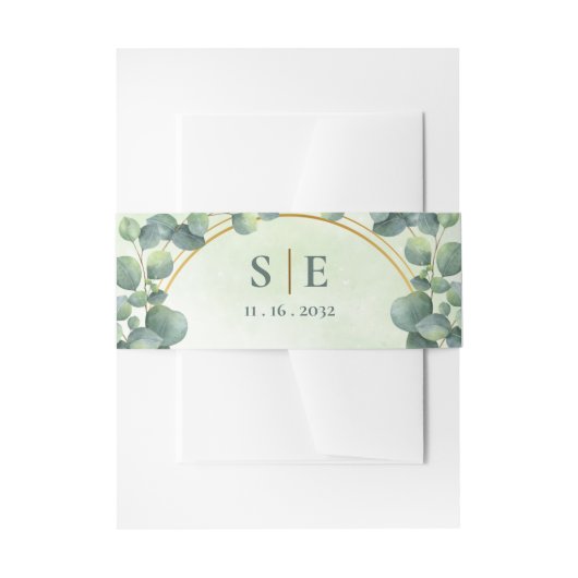 Greenery Eucalyptus Botanical Monogram Wedding Uitnodigingen Wikkel (Voorkant Voorbeeld)