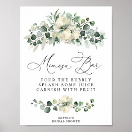 Greenery Eucalyptus Bridal Shower Mimosa Bar Poster