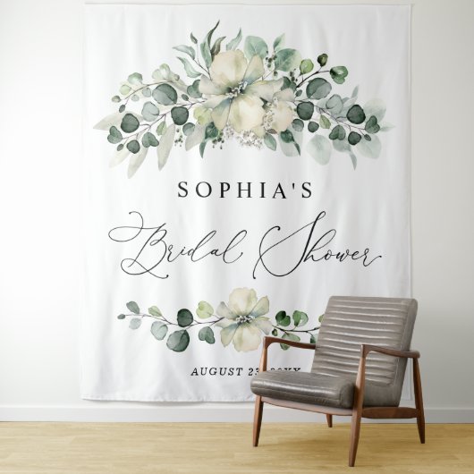 Greenery Eucalyptus Bridal Shower Wandkleed (In situ)