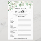 Greenery Eucalyptus Bridal Word Scramble Game Flyer (Voorkant)