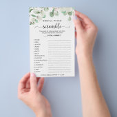 Greenery Eucalyptus Bridal Word Scramble Game Flyer (Hand)