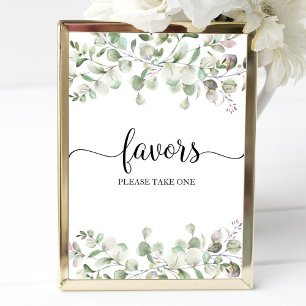 Greenery Eucalyptus Calligraphy Favors Sign Poster