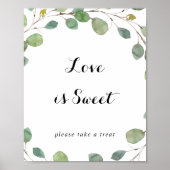 Greenery Eucalyptus Calligraphy Love is Sweet Sign Poster (Voorkant)