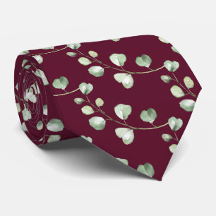 Greenery Eucalyptus Custom Color Background Groom Stropdas