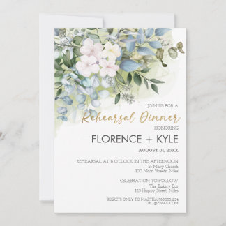 Greenery Eucalyptus Elegant Dusty Rehearsal Dinner Kaart