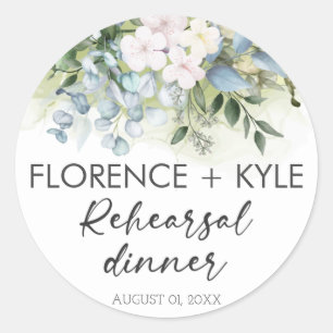 Greenery Eucalyptus Elegant Dusty Rehearsal Dinner Ronde Sticker