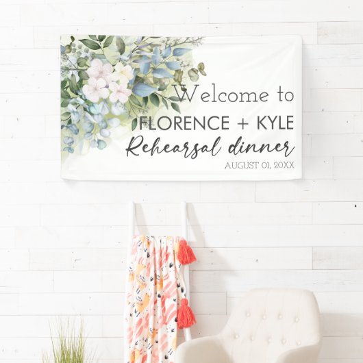 Greenery Eucalyptus Elegant Dusty Rehearsal Dinner Spandoek (Insitu)