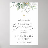 Greenery, Eucalyptus, First Holy Communion Welcome Poster (Voorkant)