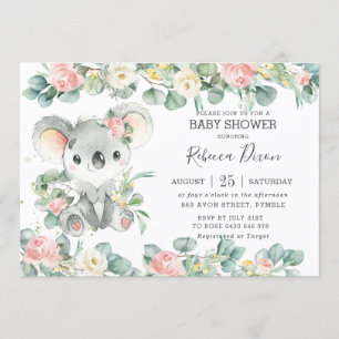 Greenery Eucalyptus Floral Koala Baby shower Girl Kaart