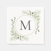 Greenery Eucalyptus Foliage Monogram Servet (Voorkant)