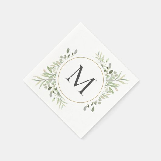 Greenery Eucalyptus Foliage Monogram Servet (Hoek)