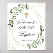 Greenery Eucalyptus Geometric Baptism Welkomstteke Poster (Voorkant)
