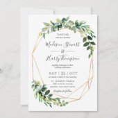 Greenery Eucalyptus Geometric Botanical Wedding Kaart (Voorkant)