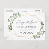 Greenery Eucalyptus Geometric Change the Date Briefkaart (Voorkant / Achterkant)