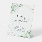 Greenery Eucalyptus Geometric Photo Guestbook Reclamebord Met Voetstuk (Voorkant)