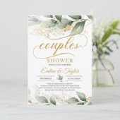 Greenery eucalyptus Gold florale paren douche Kaart (Staand voorkant)