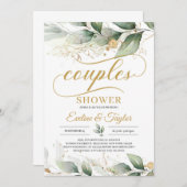 Greenery eucalyptus Gold florale paren douche Kaart (Voorkant / Achterkant)