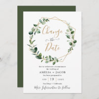 Greenery Eucalyptus Gold Geometric Change the Date