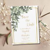 Greenery Eucalyptus Gold Lijst QR code Weddenschap Save The Date