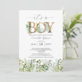 Greenery Eucalyptus Het is een Baby shower van een Kaart (Staand voorkant)