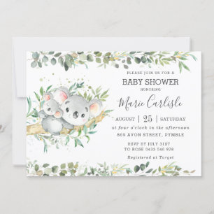 Greenery Eucalyptus Koala Neutral Baby shower Boy Kaart