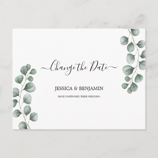 Greenery Eucalyptus laat script wijzigen van datum Briefkaart (Voorkant)