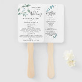 Greenery Eucalyptus Leaf Simple Wedding Program Handwaaier (Voorkant en achterkant)