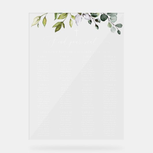 Greenery, Eucalyptus Leaves, Baptism Seating Chart (Recto)