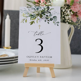 Greenery, Eucalyptus Leaves, Baptism Table Numbers Kaart