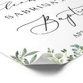 Greenery Eucalyptus Leaves Baptism Welcome Sign Poster (Hoek)
