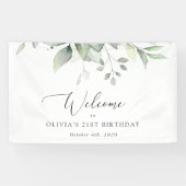 Greenery, Eucalyptus Leaves, Birthday Welcome Spandoek (Horizontaal)