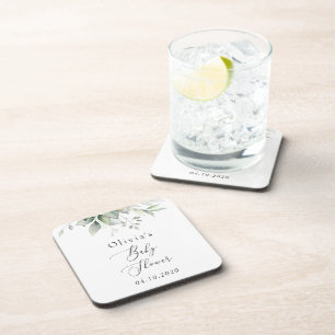 Greenery, Eucalyptus Leaves, Boho, Baby shower Bier Onderzetter