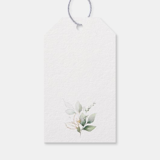 Greenery, Eucalyptus Leaves, Boho, Baby shower Cadeaulabel (Achterkant)