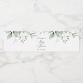 Greenery, Eucalyptus Leaves, Boho, Baby shower Waterfles Etiket (Enkel label)