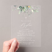 Greenery, Eucalyptus Leaves, Boho, Baptism Acryl Uitnodigingen (Insitu (Draagbaar))
